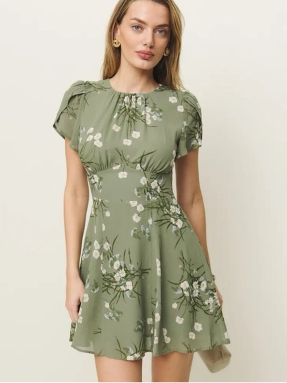 Reformation Bonita Green Floral Mini Dress Size 0 NWT